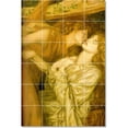 thumbnail image 1 of Ceramic Tile Mural-Dante Gabriel Rossetti Mythology Tile Mural Traditional Construction. 17" w x 25.5" h using (24) 4.25 x 4.25 ceramic tiles, 1 of 3
