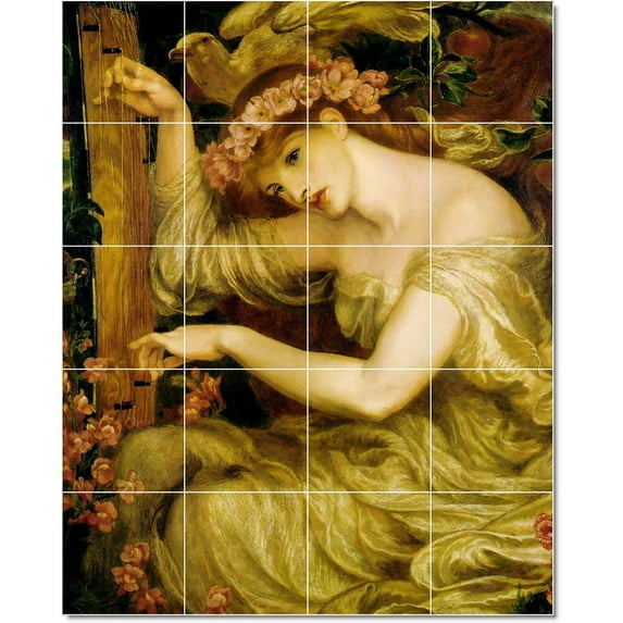 Ceramic Tile Mural-Dante Gabriel Rossetti Mythology Tile Mural Traditional Interior Construction. 17" w x 21.25" h using (20) 4.25 x 4.25 ceramic tiles