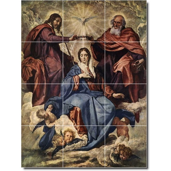 Ceramic Tile Mural-Diego Velazquez Religious Shower Tile Mural 21. 24" w x 32" h using (12) 8 x 8 ceramic tiles