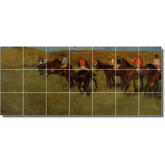 Ceramic Tile Mural-Edgar Degas Horses 17. 29.75" w x 12.75" h using (21) 4.25 x 4.25 ceramic tiles