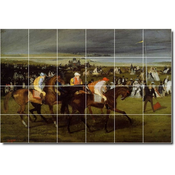 Ceramic Tile Mural-Edgar Degas Horses Backsplash Tile Mural 15. 25.5" w x 17" h using (24) 4.25 x 4.25 ceramic tiles