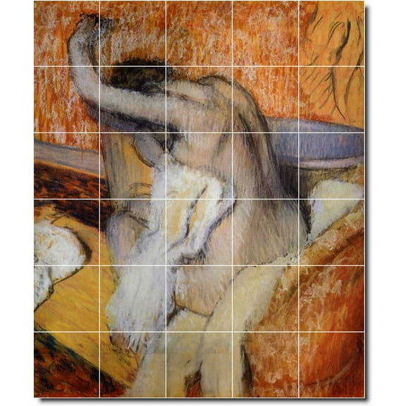 Ceramic Tile Mural-Edgar Degas Nudes Custom Tile Mural 16. 21.25" w x 25.5" h using (30) 4.25 x 4.25 ceramic tiles