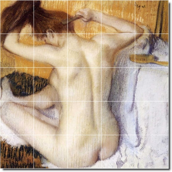 Ceramic Tile Mural-Edgar Degas Nudes Custom Tile Mural 17. 21.25" w x 21.25" h using (25) 4.25 x 4.25 ceramic tiles