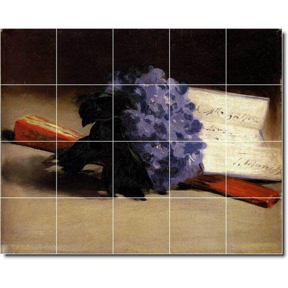 Ceramic Tile Mural-Edouard Manet Flowers 19. 21.25" w x 17" h using (20) 4.25 x 4.25 ceramic tiles