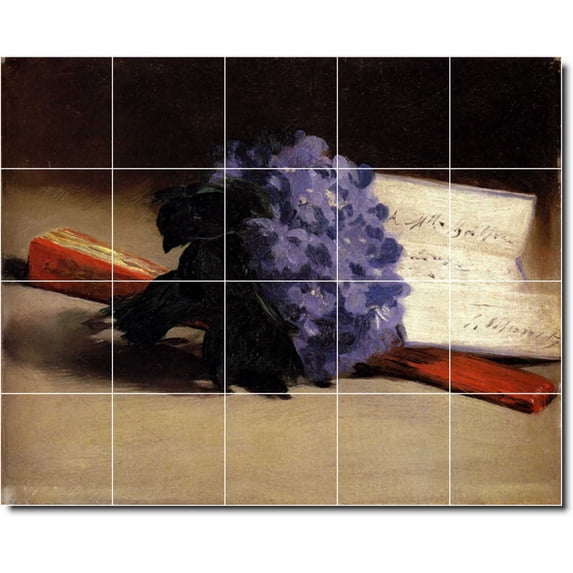 Ceramic Tile Mural-Edouard Manet Flowers 19. 40" w x 32" h using (20) 8 x 8 ceramic tiles