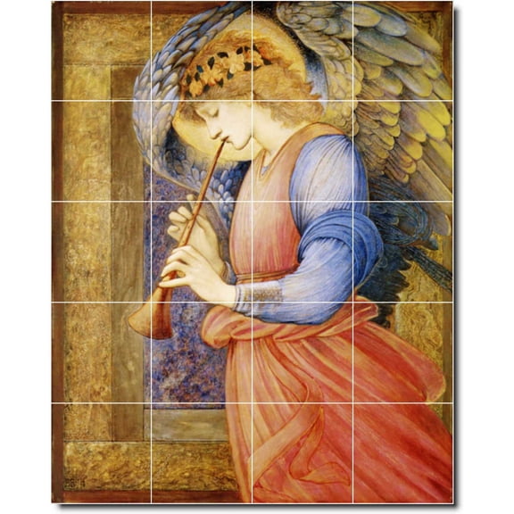 Ceramic Tile Mural-Edward Burne-Jones Angels Backsplash Tile Mural 29. 24" w x 30" h using (20) 6 x 6 ceramic tiles