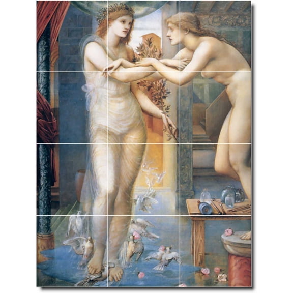 Ceramic Tile Mural-Edward Burne-Jones Mythology Custom Tile Mural 5. 36" w x 48" h using (12) 12 x 12 ceramic tiles