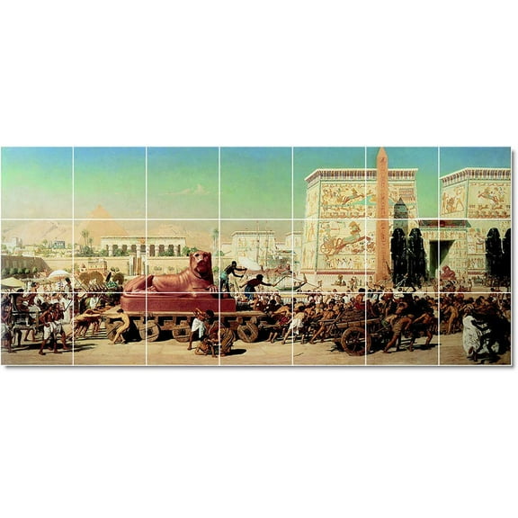 Ceramic Tile Mural-Edward John Poynter Historical Tile Mural Modern Interior Design. 29.75" w x 12.75" h using (21) 4.25 x 4.25 ceramic tiles