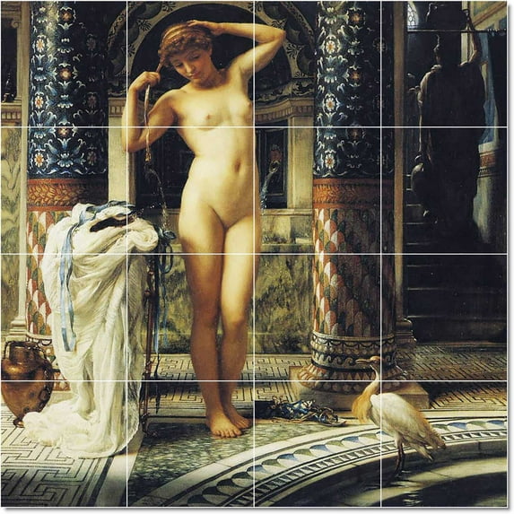 Ceramic Tile Mural-Edward John Poynter Nudes Tile Mural Traditional House Construction. 24" w x 24" h using (16) 6 x 6 ceramic tiles