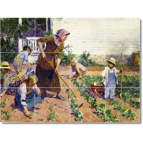 Ceramic Tile Mural-Edward Potthast Garden 6. 24" w x 18" h using (12) 6 x 6 ceramic tiles