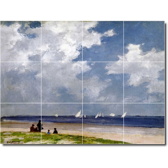 Ceramic Tile Mural-Edward Potthast Waterfront Painting 149. 48" w x 36" h using (12) 12 x 12 ceramic tiles
