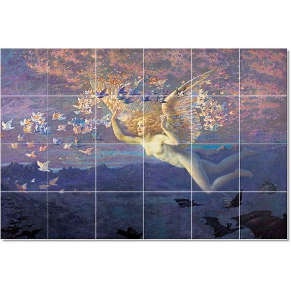 Ceramic Tile Mural-Edward Robert Huges Mythology Tile Mural Modern. 48" w x 32" h using (24) 8 x 8 ceramic tiles