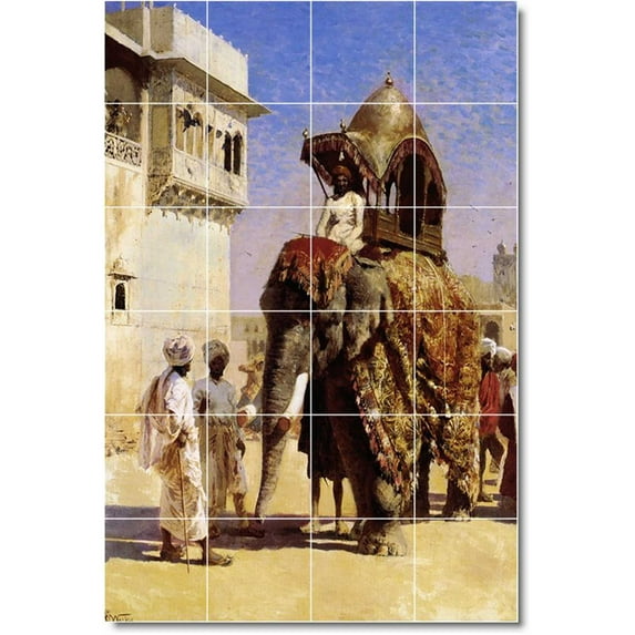 Ceramic Tile Mural-Edwin Weeks Animals Painting 18. 32" w x 48" h using (24) 8 x 8 ceramic tiles