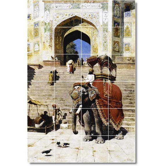 Ceramic Tile Mural-Edwin Weeks Animals Painting 20. 32" w x 48" h using (24) 8 x 8 ceramic tiles