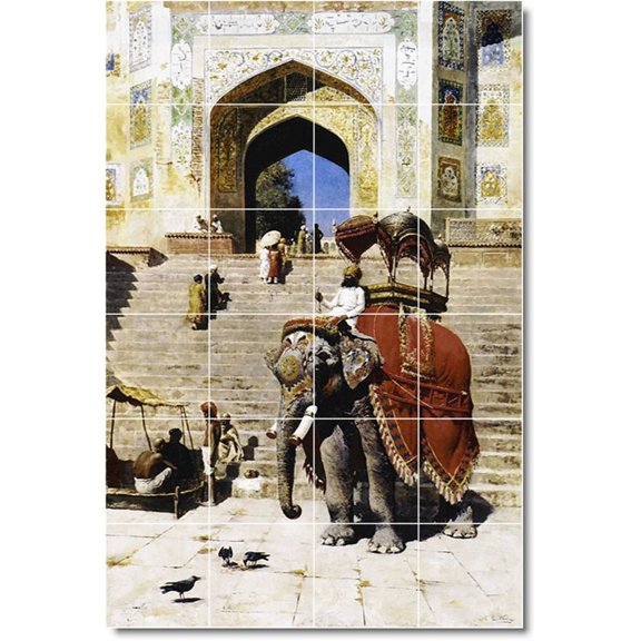 Ceramic Tile Mural-Edwin Weeks Animals Painting 20. 32" w x 48" h using (24) 8 x 8 ceramic tiles