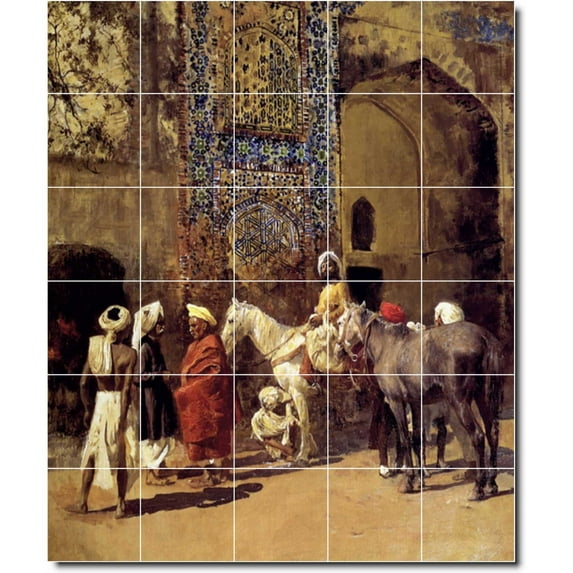 Ceramic Tile Mural-Edwin Weeks City Custom Tile Mural 8. 21.25" w x 25.5" h using (30) 4.25 x 4.25 ceramic tiles