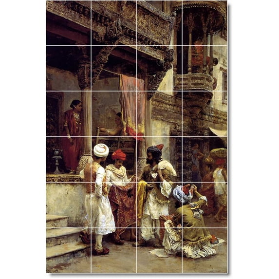 Ceramic Tile Mural-Edwin Weeks City Wall Tile Mural 18. 32" w x 48" h using (24) 8 x 8 ceramic tiles