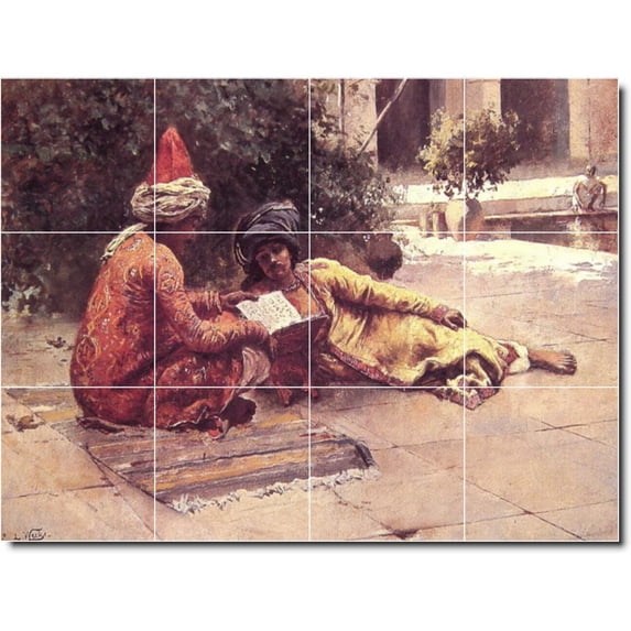 Ceramic Tile Mural-Edwin Weeks Historical 26. 32" w x 24" h using (12) 8 x 8 ceramic tiles