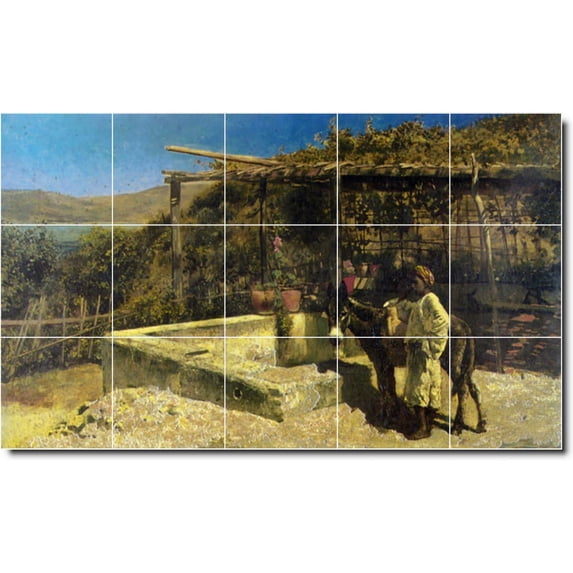 Ceramic Tile Mural-Edwin Weeks Historical Backsplash Tile Mural 20. 30" w x 18" h using (15) 6 x 6 ceramic tiles