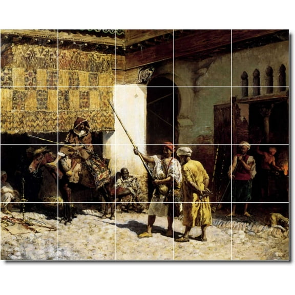Ceramic Tile Mural-Edwin Weeks Historical Backsplash Tile Mural 21. 21.25" w x 17" h using (20) 4.25 x 4.25 ceramic tiles