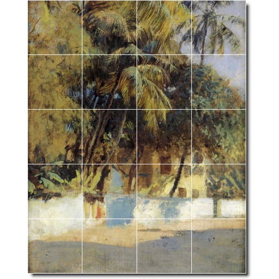 Ceramic Tile Mural-Edwin Weeks Historical Bathroom Tile Mural 22. 32" w x 40" h using (20) 8 x 8 ceramic tiles