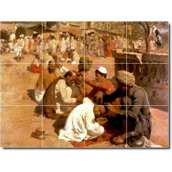Ceramic Tile Mural-Edwin Weeks Historical Custom Tile Mural 27. 17" w x 12.75" h using (12) 4.25 x 4.25 ceramic tiles