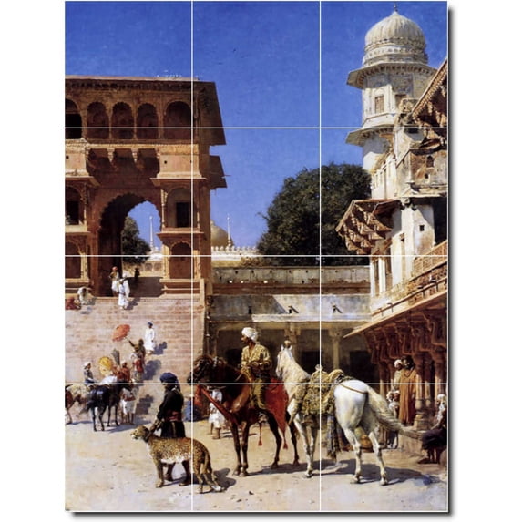 Ceramic Tile Mural-Edwin Weeks Historical Floor Tile Mural 29. 18" w x 24" h using (12) 6 x 6 ceramic tiles