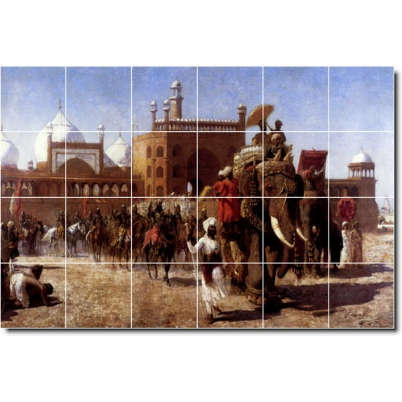 Ceramic Tile Mural-Edwin Weeks Historical Shower Tile Mural 6. 72" w x 48" h using (24) 12 x 12 ceramic tiles