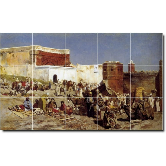 Ceramic Tile Mural-Edwin Weeks Historical Wall Tile Mural 8. 30" w x 18" h using (15) 6 x 6 ceramic tiles