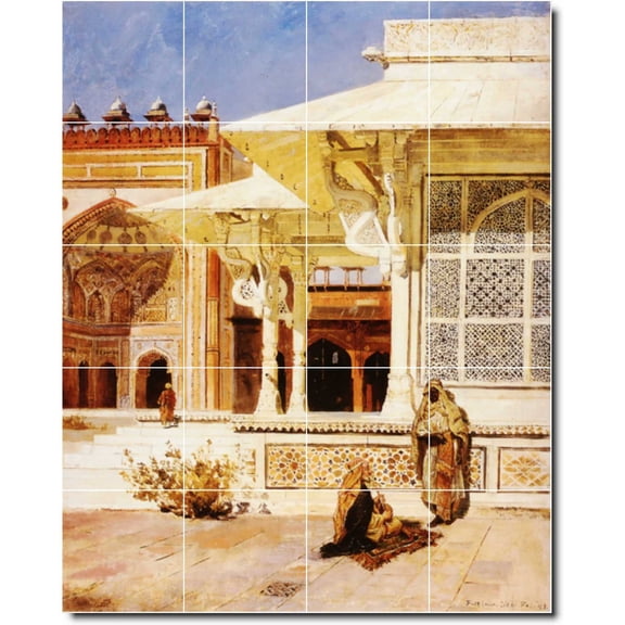 Ceramic Tile Mural-Edwin Weeks Historical Wall Tile Mural 9. 32" w x 40" h using (20) 8 x 8 ceramic tiles