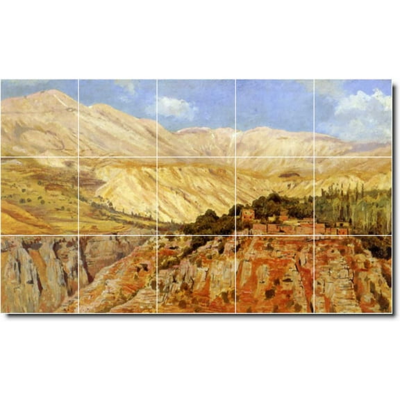 Ceramic Tile Mural-Edwin Weeks Landscapes Painting 188. 21.25" w x 12.75" h using (15) 4.25 x 4.25 ceramic tiles