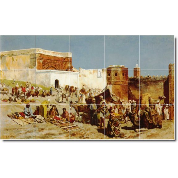 Ceramic Tile Mural-Edwin Weeks Village Painting 39. 60" w x 36" h using (15) 12 x 12 ceramic tiles