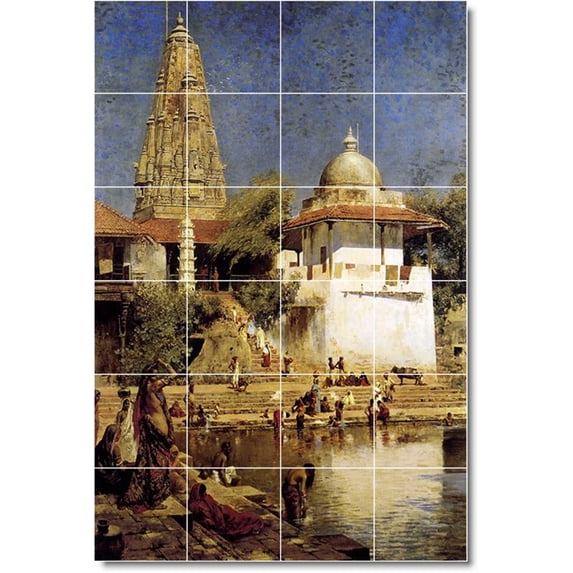Ceramic Tile Mural-Edwin Weeks Village Painting 44. 32" w x 48" h using (24) 8 x 8 ceramic tiles