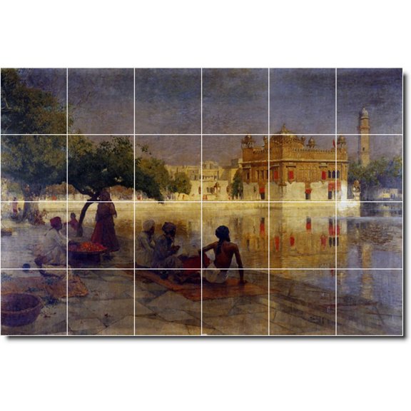 Ceramic Tile Mural-Edwin Weeks Waterfront Painting 158. 25.5" w x 17" h using (24) 4.25 x 4.25 ceramic tiles