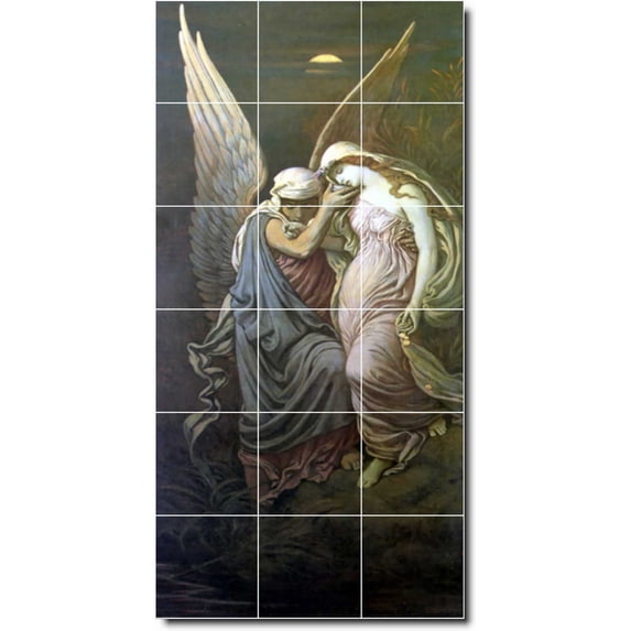 Ceramic Tile Mural-Elihu Vedder Mythology Floor Tile Mural 21. 24" w x 48" h using (18) 8 x 8 ceramic tiles