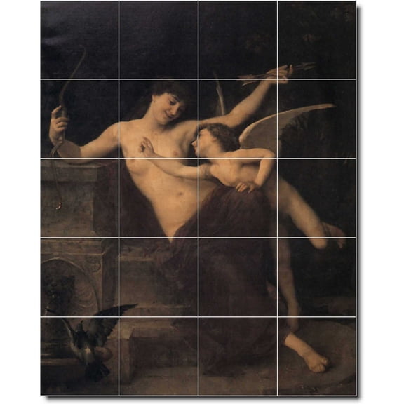 Ceramic Tile Mural-Emile Munier Angels Kitchen Tile Mural 25. 17" w x 21.25" h using (20) 4.25 x 4.25 ceramic tiles