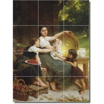 Ceramic Tile Mural-Emile Munier Mother Child Painting 8. 12.75" w x 17" h using (12) 4.25 x 4.25 ceramic tiles
