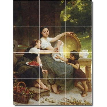 Ceramic Tile Mural-Emile Munier Mother Child Painting 8. 12.75" w x 17" h using (12) 4.25 x 4.25 ceramic tiles