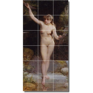 Ceramic Tile Mural-Emile Munier Nudes Bathroom Tile Mural 26. 12.75" w x 25.5" h using (18) 4.25 x 4.25 ceramic tiles