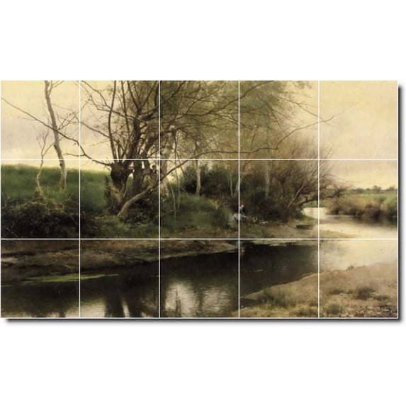 Ceramic Tile Mural-Emilio Sanchez-Perrier Landscapes Painting 190. 40" w x 24" h using (15) 8 x 8 ceramic tiles