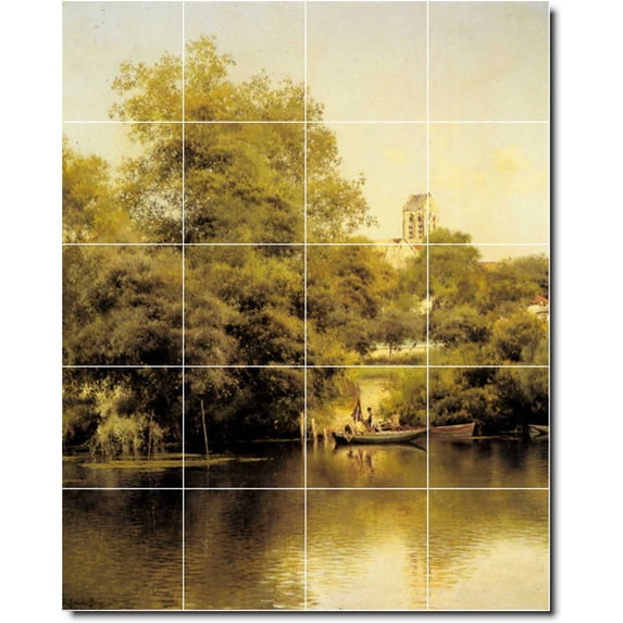 Ceramic Tile Mural-Emilio Sanchez-Perrier Landscapes Painting 191. 32" w x 40" h using (20) 8 x 8 ceramic tiles