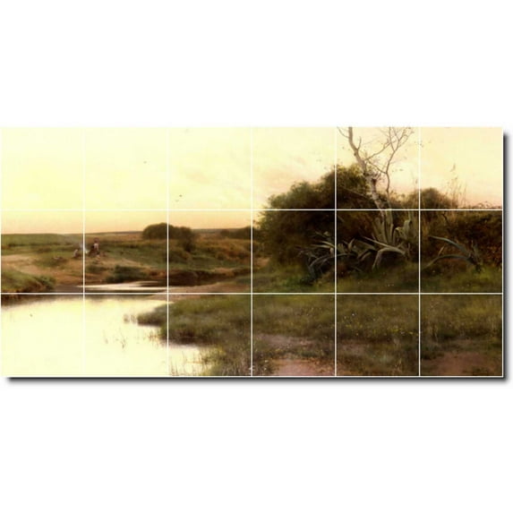 Ceramic Tile Mural-Emilio Sanchez-Perrier Landscapes Painting 192. 25.5" w x 12.75" h using (18) 4.25 x 4.25 ceramic tiles