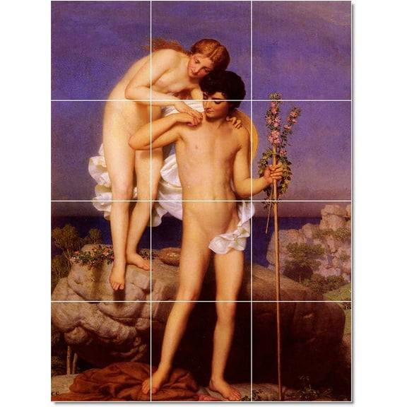Ceramic Tile Mural-Eugene Amaury-Duval Mythology Tile Mural House Renovations Design 24" w x 32" h using (12) 8 x 8 ceramic tiles