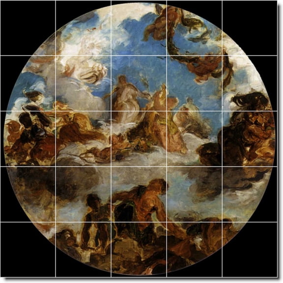 Ceramic Tile Mural-Eugene Delacroix Religious Shower Tile Mural 23. 30" w x 30" h using (25) 6 x 6 ceramic tiles