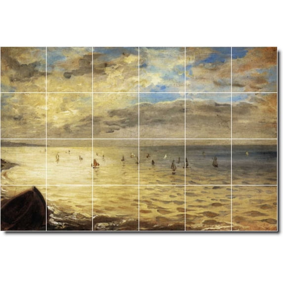Ceramic Tile Mural-Eugene Delacroix Waterfront Painting 166. 72" w x 48" h using (24) 12 x 12 ceramic tiles