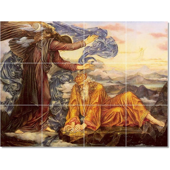 Ceramic Tile Mural-Evelyn De Morgan Angels Painting 13. 24" w x 18" h using (12) 6 x 6 ceramic tiles
