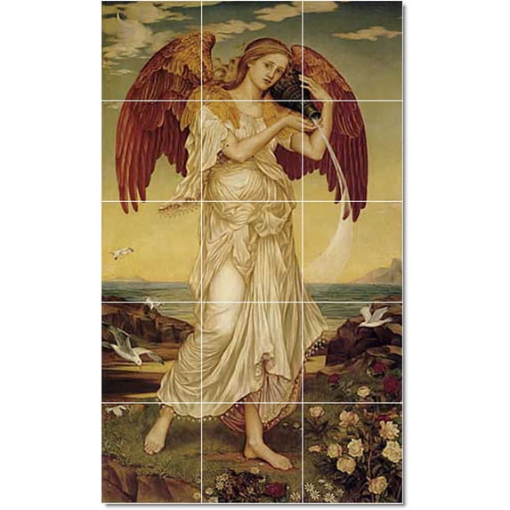Ceramic Tile Mural-Evelyn De Morgan Angels Tile Mural Interior Decorating Ideas. 24" w x 40" h using (15) 8 x 8 ceramic tiles