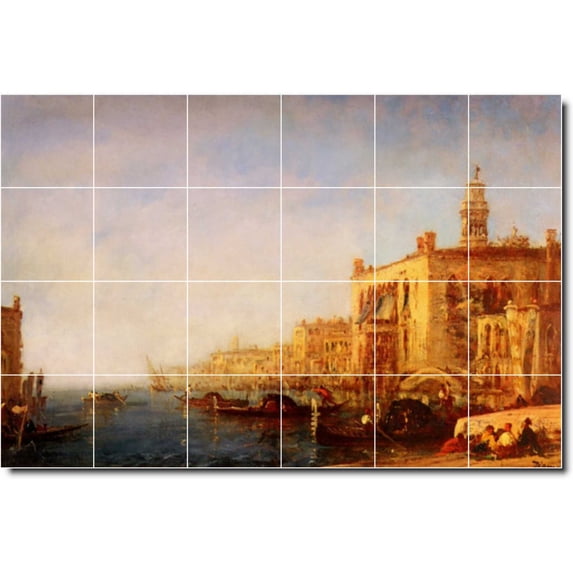 Ceramic Tile Mural-Felix Ziem Waterfront Painting 171. 48" w x 32" h using (24) 8 x 8 ceramic tiles
