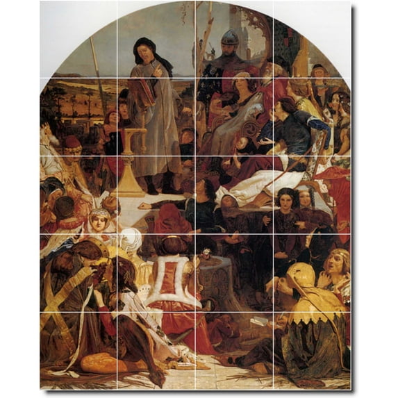 Ceramic Tile Mural-Ford Madox Brown Historical Bathroom Tile Mural 2. 48" w x 60" h using (20) 12 x 12 ceramic tiles
