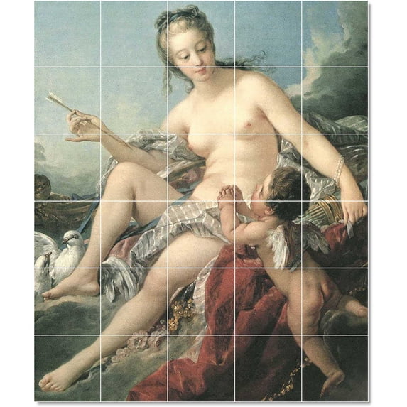 Ceramic Tile Mural-Francois Boucher Angels Tile Mural Traditional Interior Remodel. 30" w x 36" h using (30) 6 x 6 ceramic tiles